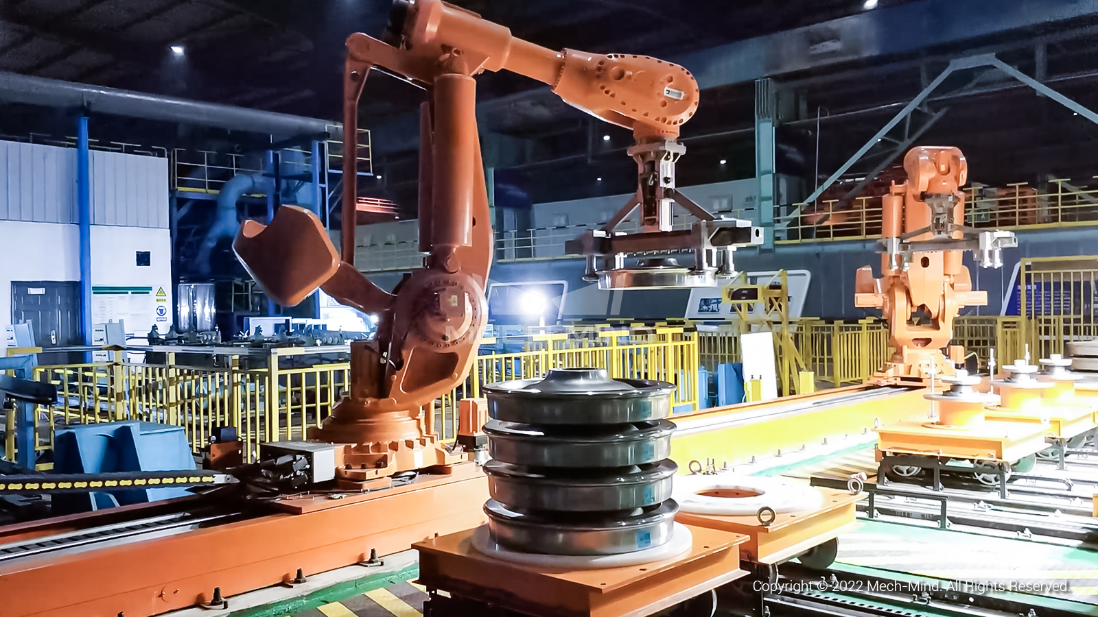 視覺引導(dǎo)火車輪抓取上料 | 某大型火車輪制造廠 視覺引導(dǎo)火車輪抓取上料 | 某大型火車輪制造廠