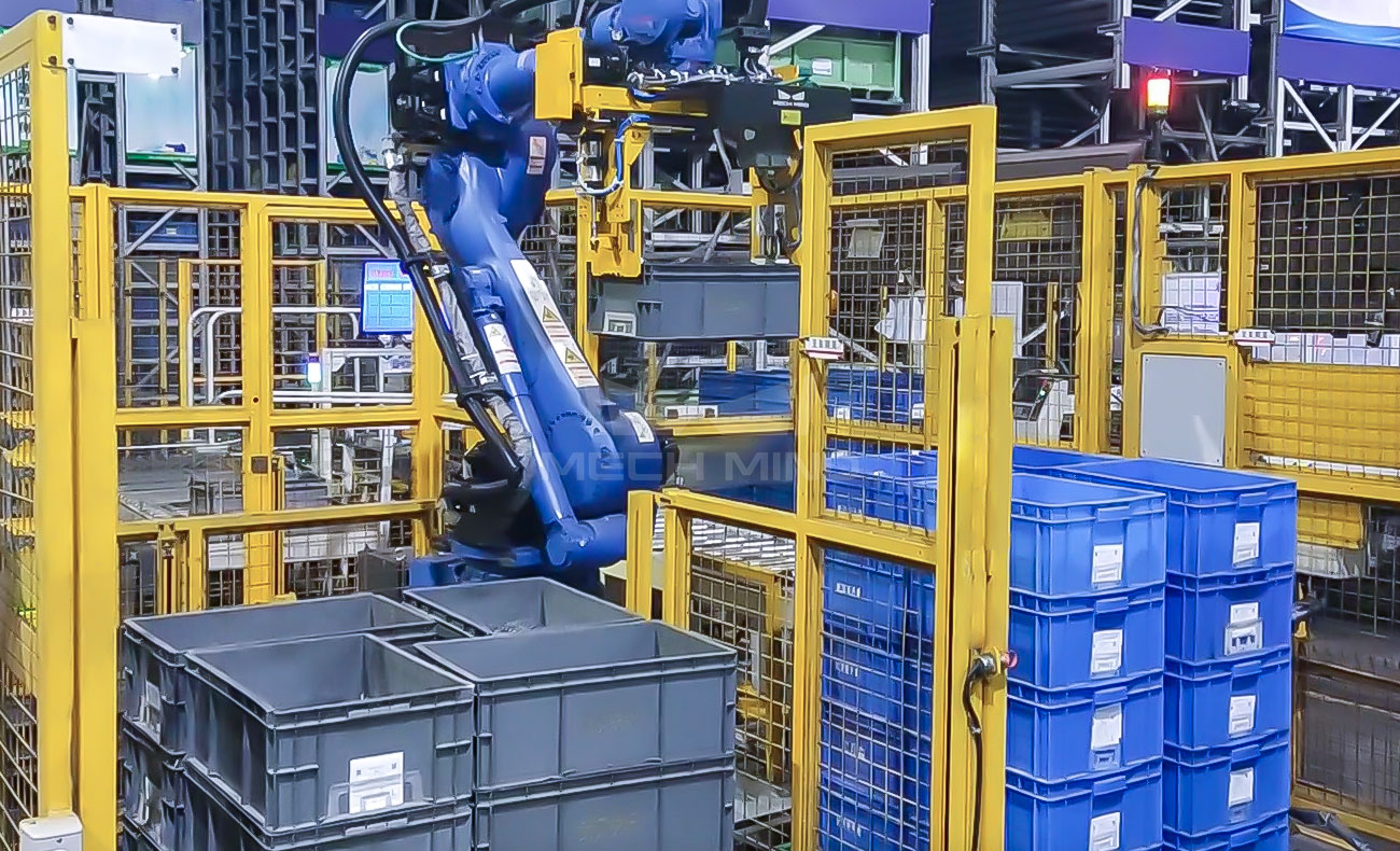 AI視覺(jué)引導(dǎo)周轉(zhuǎn)箱拆垛 | 某大型汽配廠 